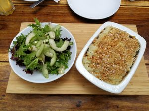 Lentil & aubergine Moussaka at The Courtyard Cafe in Kalk Bay