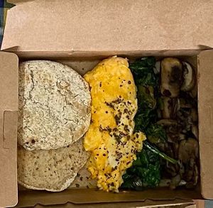 Muffins with scrambled egg at Real Food 真食 - South Beach in Central Singapore