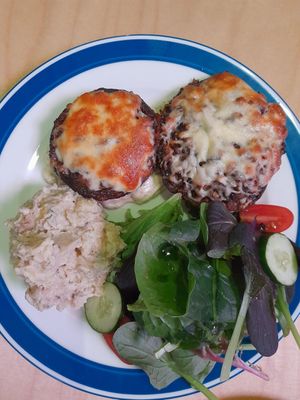 Baked stuffed portobello (with dairy/ egg) at Real Food 真食 - South Beach in Central Singapore