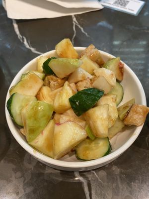 I cannot remember what this fruit app was called but it was crisp and refreshing!  at Real Food 真食 - South Beach in Central Singapore