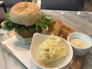 Portobello mushroom burger  at Real Food 真食 - South Beach in Central Singapore