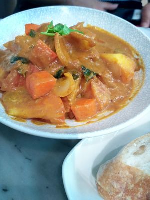 Curry Potato and Carrot Stew with Bread at Real Food 真食 - South Beach in Central Singapore