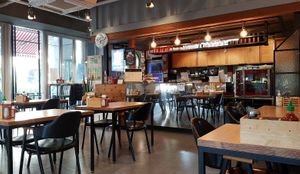 Interior of location - view towards the counter at Lagniappe in Seongnam