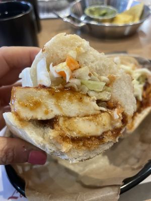 Vegan BBQ Po’Boy inside  at Lagniappe in Seongnam