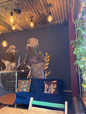 I’m a big fan of the pigeon mural here  at Tofurei in Norwich