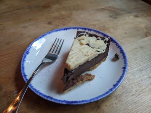 Almond and vego tart at Tofurei in Norwich