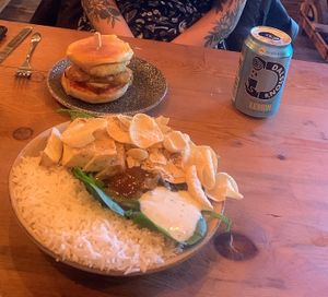 ‘mcmuffin’ and tofu lentil curry   at Tofurei in Norwich