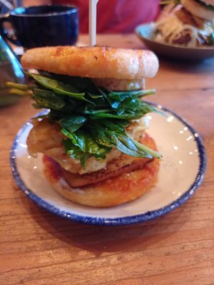 Breakfast muffin at Tofurei in Norwich