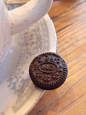 Cutest Oreo ever with the hot drinks at Tofurei in Norwich