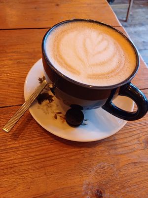 Oat latte at Tofurei in Norwich