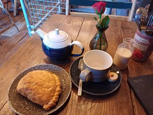 Tea and leek and tofu pastry - definitely order one of these! at Tofurei in Norwich