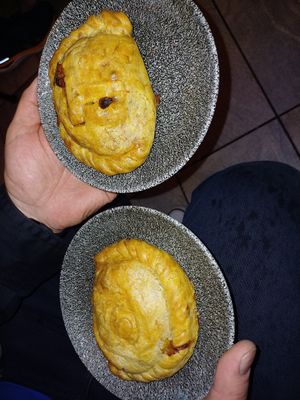 Pasties! Served hot. One was tikka, the other tofu. at Tofurei in Norwich