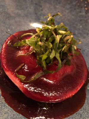 beetroot RAVIOLO at Bij Albrecht in Eindhoven