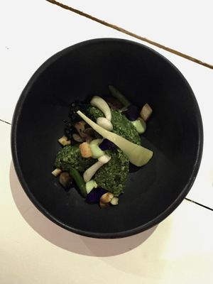 2nd course - spinach quinoa with mushrooms at Bij Albrecht in Eindhoven