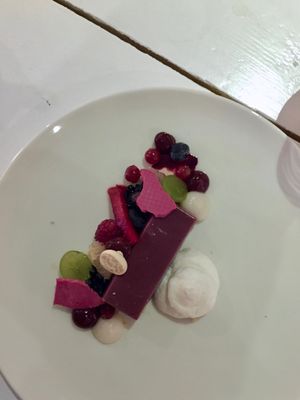 4th course - berry pannacotta at Bij Albrecht in Eindhoven