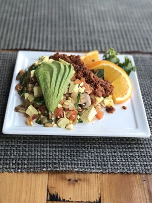 Tofu scramble with soyrizo  at Berlin Bistro in Long Beach