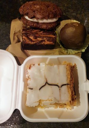 Cookie, brownie, truffle ball and mille-feuille at Missy's Vegan Cupcakes in Edinburgh