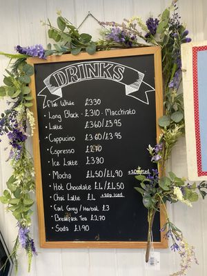 Drink menu   at Missy's Vegan Cupcakes in Edinburgh