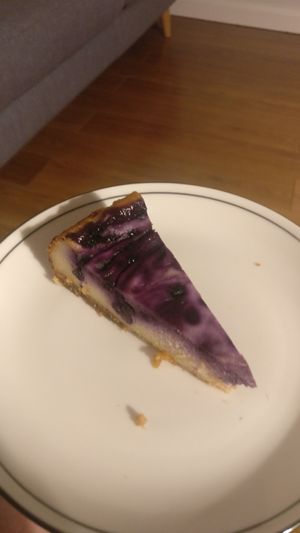 Blueberry cheesecake (slice came bigger than this, was shared) at Missy's Vegan Cupcakes in Edinburgh