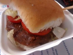 Burger from their stall at the Dundee Vegan Festival today at Sgaia's Vegan Mheat in Paisley