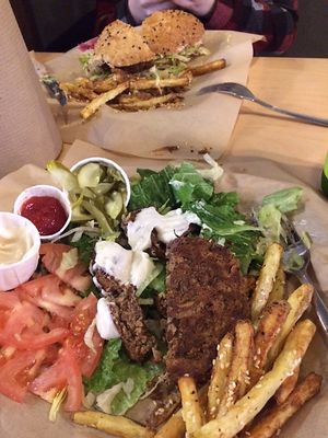 Boon patty on lettuce with Joe fixings  at Boon Burger Cafe in Guelph