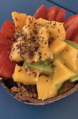 Beautiful presentation of the smoothie bowls. at Eduardo's Beach Shack in Palm Beach