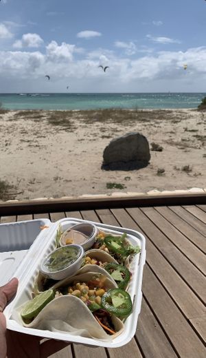 Their vegan tacos are to die for. at Eduardo's Beach Shack in Palm Beach