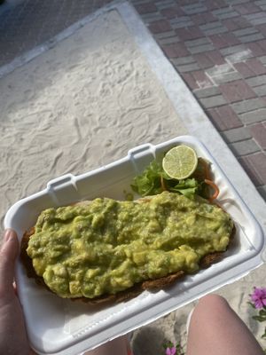 Avocado toast   at Eduardo's Beach Shack in Palm Beach