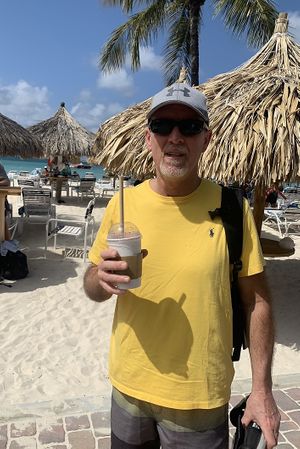 Enjoying a smoothie at the end of our beach day  at Eduardo's Beach Shack in Palm Beach