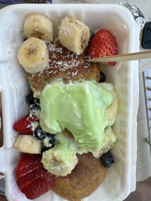 Banana pancakes   at Eduardo's Beach Shack in Palm Beach