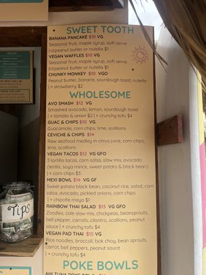 Menu vegan options clearly marked  at Eduardo's Beach Shack in Palm Beach