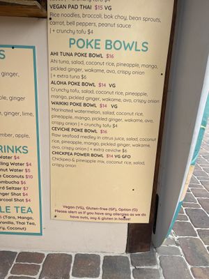 Menu vegan options clearly marked  at Eduardo's Beach Shack in Palm Beach