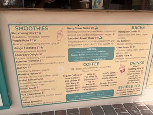 Menu vegan options clearly marked  at Eduardo's Beach Shack in Palm Beach