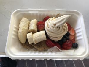 Banana pancakes  at Eduardo's Beach Shack in Palm Beach