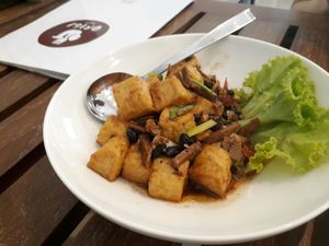 Fried tofu witg black bean sauce at Origi BKK in Bangkok