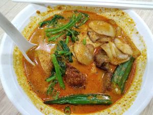 Choose your own yong tau foo ingredients with curry soup $7.10 at SHU Vegetarian 蔬方斋 - Jln Kayu in Northeast Singapore