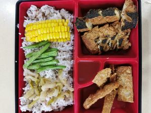 Sweet sour fish bento at Green Lane Vegetarian Food in North Singapore