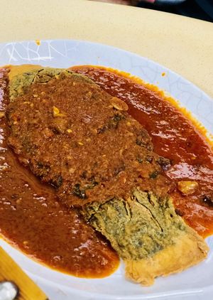 Stir fried chilli vegetarian fish at Green Lane Vegetarian Food in North Singapore