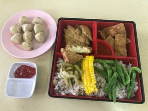 Sweet and sour fish rice set at Green Lane Vegetarian Food in North Singapore