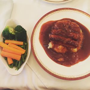 Vegan sausage and mash  at The Westminster Tea Rooms  in Southport