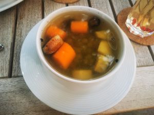 Pea and mushroom soup at Kis Padlizsan in Debrecen