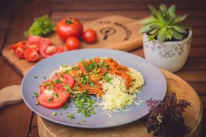 Vegan bolognai spagetti at Kis Padlizsan in Debrecen