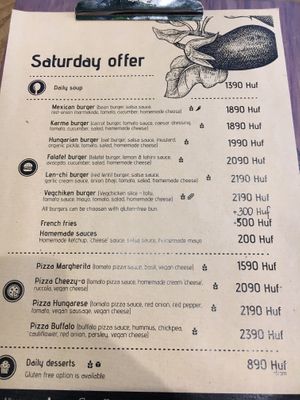 Saturday Menu at Kis Padlizsan in Debrecen