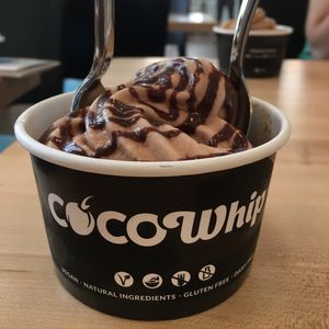 chocolate coco whip with chocolate drizzle at Meraki Juice Kitchen  in West Palm Beach