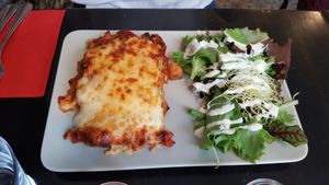 the vegetarian lasagne- Not  vegan at De Plaats in Bruges