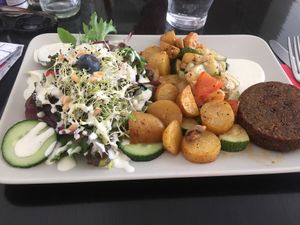 Vegan burger at De Plaats in Bruges