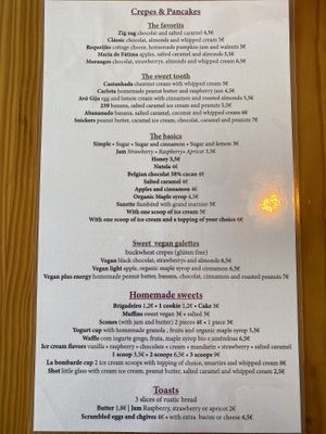 Crepes menu  at Creperia La Bombarde in Porto