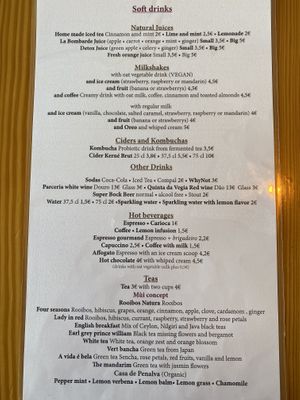 Drinks menu  at Creperia La Bombarde in Porto