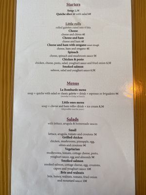 Main menu  at Creperia La Bombarde in Porto