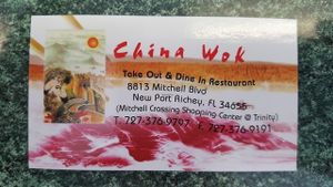 Business card at China Wok in New Port Richey